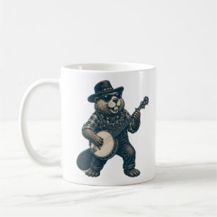Lustige Bluegrass-Biber-Vintage-Country-Musik-Kuns Kaffeetasse