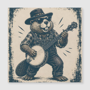 Lustige Bluegrass-Biber-Vintage-Country-Musik-Kuns Magnetkarte