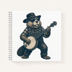 Lustige Bluegrass-Biber-Vintage-Country-Musik-Kuns Notizbuch