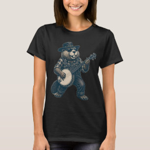 Lustige Bluegrass-Biber-Vintage-Country-Musik-Kuns T-Shirt