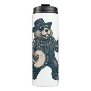 Lustige Bluegrass-Biber-Vintage-Country-Musik-Kuns Thermosbecher
