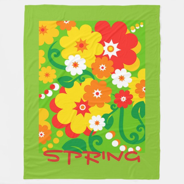 Lustige Blumen-Power-Tapete + Ihr Text Fleecedecke (Vorderseite)