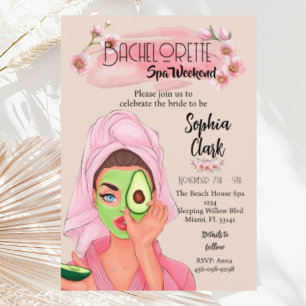 Lustige Blush Junggesellinnenabschied-Spa-Wochenen Einladung