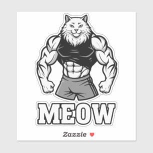 Lustige Bodybuilder-Katze zeigt massive Muskeln Aufkleber