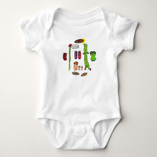 Lustige Bohnen-Wortspiele Baby Strampler (Vorderseite)