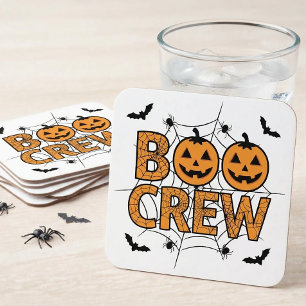 Lustige Boo-Crew-Kürbis-Halloween-Hochzeitsfeier Rechteckiger Pappuntersetzer