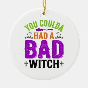 Lustige Böse Hexe Halloween Zitat Vektor Design_1 Keramik Ornament