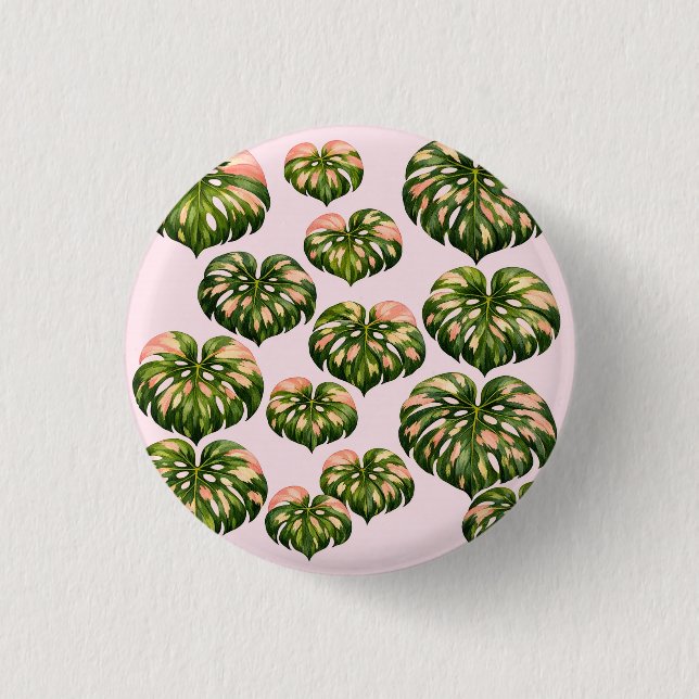 Lustige botanische Monstera-Pflanze-Tragetasche Button (Vorderseite)