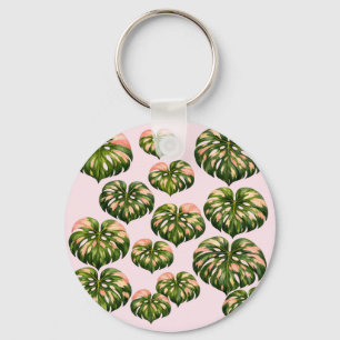 Lustige botanische Monstera-Pflanze-Tragetasche Schlüsselanhänger