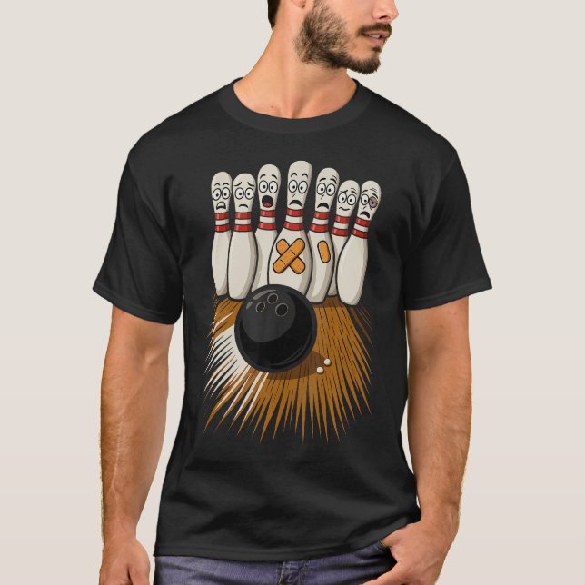 Lustige Bowling-Angst-Kegel T-Shirt (Vorderseite)
