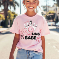 Lustige Bowling-Babe-Mädchen-rosa-Schleifen-Geburt