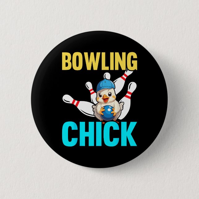 Lustige Bowling-Frauen Süße Bowling-Chick Sportler Button (Vorderseite)