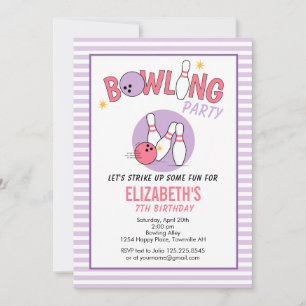 Lustige Bowling-Party-Geburtstags-Einladung PINK L Einladung