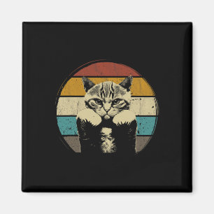 Lustige Boxkatze Vintage Mit Boxhandschuhen Retro Magnet