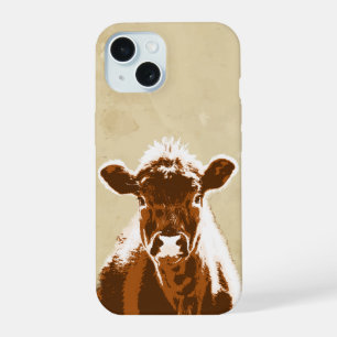 Lustige braune Kuh Bauernhof Tier Grafik Kunst iPhone 15 Hülle