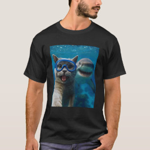 Lustige britische Kurzhaar-Katzen-Selfie mit Hai-O T-Shirt