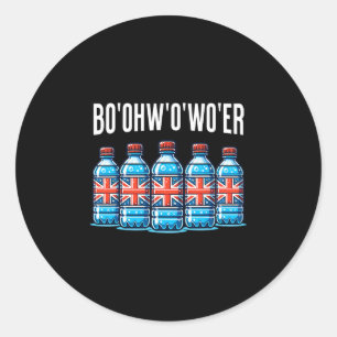 Lustige britische Urlaubsflasche Wasser Und Großbr Runder Aufkleber