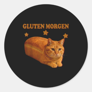 Lustige Brotkatze Meme Gluten Morgen Humor Grafik Runder Aufkleber