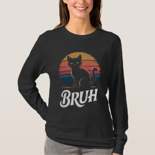 Lustige Bruh-Katze Meme Vintage-Sonnenuntergangs-D T-Shirt