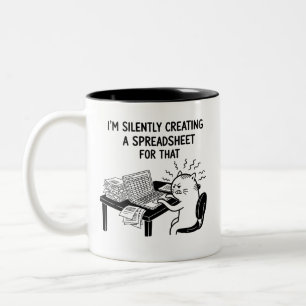 Lustige Buchhalter-Katze Gestresst Meme-Tasse Zweifarbige Tasse