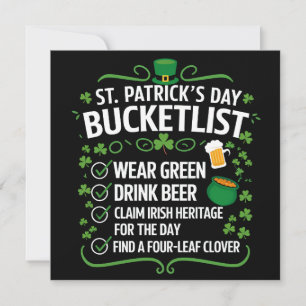 Lustige Bucket List Feiere St. Patrick's Day Einladung