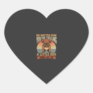 Lustige Bulldogge Liebeszitat Retro Hund Herz-Aufkleber