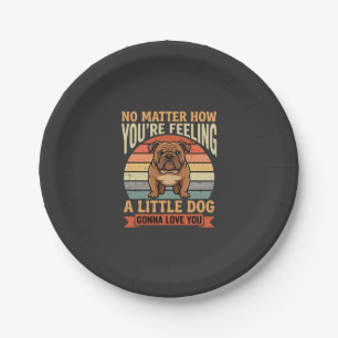 Lustige Bulldogge Liebeszitat Retro Hund Pappteller