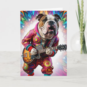 Lustige Bulldogge Rockstar Karte