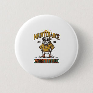 Lustige Bulldogge-Zitat Vintage-Gravur T-Shirt Des Button
