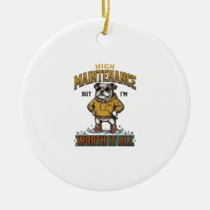 Lustige Bulldogge Zitat Vintage Gravur T-Shirt Des Keramik Ornament
