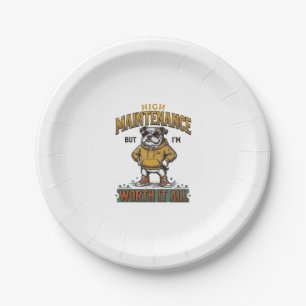 Lustige Bulldogge Zitat Vintage Gravur T-Shirt Des Pappteller