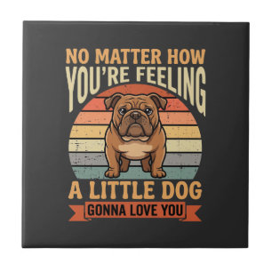 Lustige Bulldoggen-Liebeszitat Retro-Hund Fliese