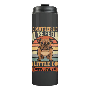 Lustige Bulldoggen-Liebeszitat Retro-Hund Thermosbecher