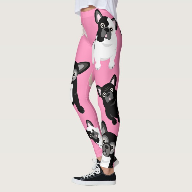 Lustige Bulldoggen-Welpen-Gewohnheits-Farbe Leggings (Links)