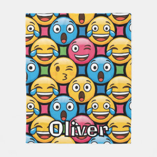 Lustige bunte Emoji-Gesichter Fleecedecke