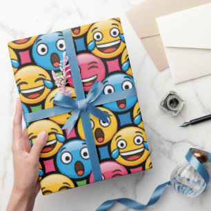 Lustige bunte Emoji-Gesichter Geschenkpapier