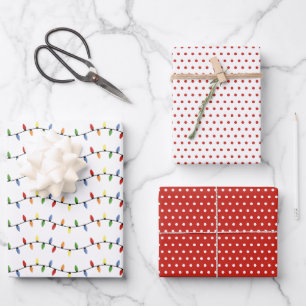 Lustige bunte festliche Party-Lichterkette Muster Geschenkpapier Set