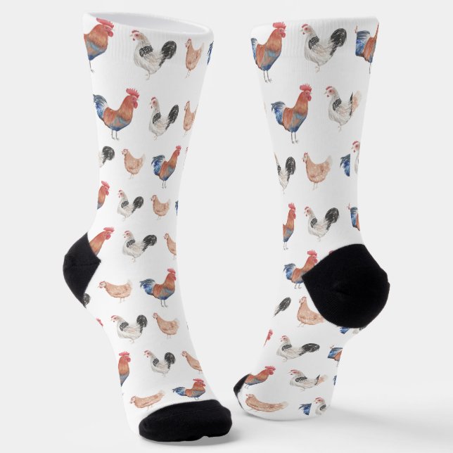 Lustige Bunte Hühner Henne  Socken (Gewinkelt)