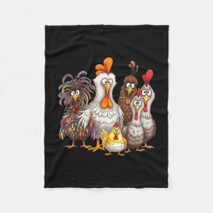 Lustige bunte Hühnerfamilie Thanksgiving Cartoon Fleecedecke