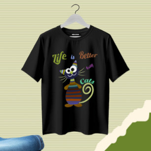 Lustige bunte Katze T-Shirt