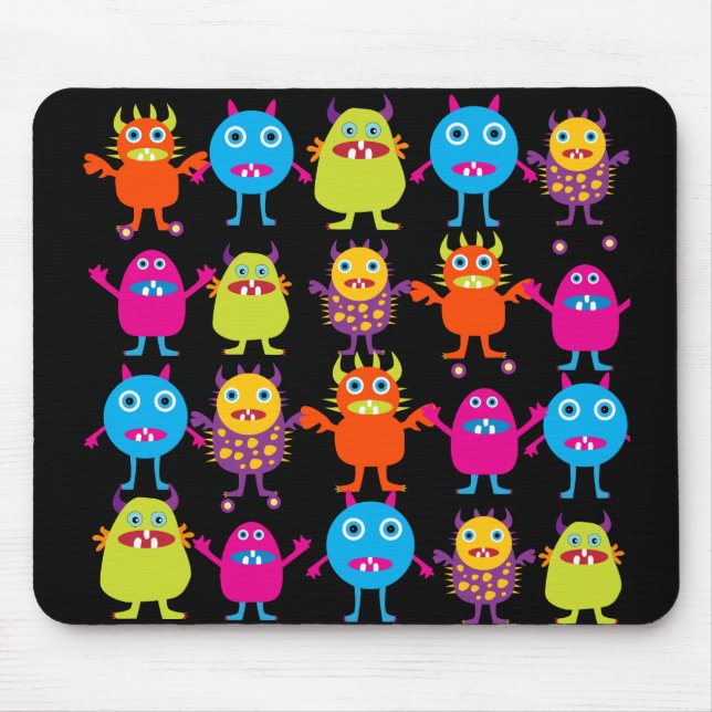 Lustige bunte Monster-Party-Geschöpf-Charaktere Mousepad (Vorne)