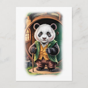 Lustige, bunte Panda-Parodie-Filmfigur auf einem Feiertagspostkarte