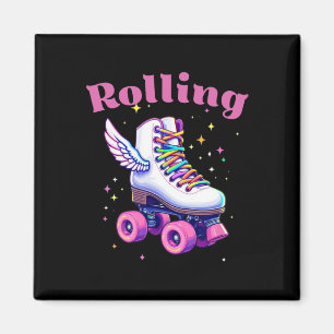 Lustige Bunte Rollschuh Fähigkeiten Straßenparty B Magnet
