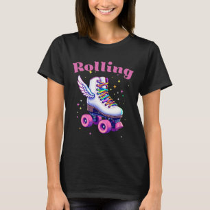 Lustige Bunte Rollschuh Fähigkeiten Straßenparty B T-Shirt