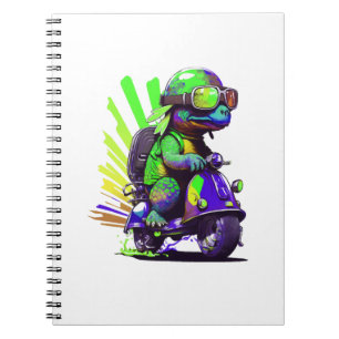 Lustige Bunte Schildkröte Auf Einem Roller Kopie Notizblock