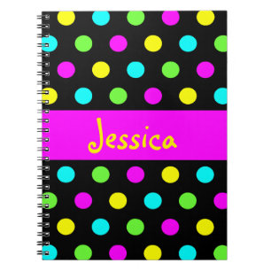 Lustige bunte Tupfen - Girly Namensnotizbuch Notizblock