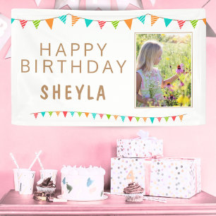 Lustige bunte Wimpel Flaggen Foto Geburtstag Banner