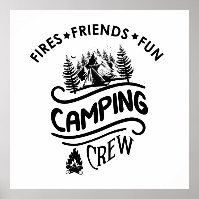 Lustige Camping-Crew-Slogan Camper-Freunde Poster (Vorne)