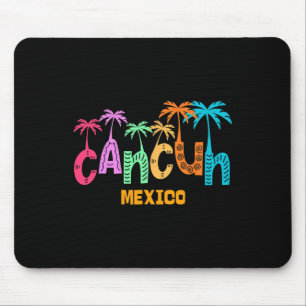 Lustige Cancun Mexico Palme Farbige Typografie  Mousepad