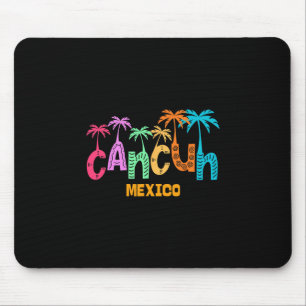 Lustige Cancun Mexiko Palme Farbige Typografie Mousepad